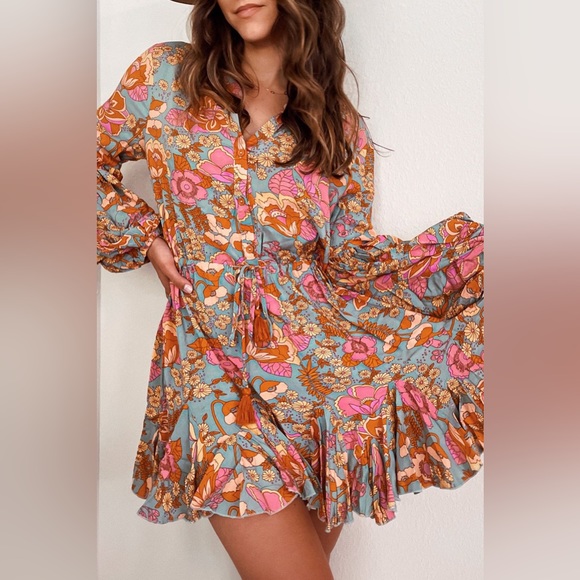 Katwalk Boutique Boho Floral Mini Dress - Picture 11 of 11